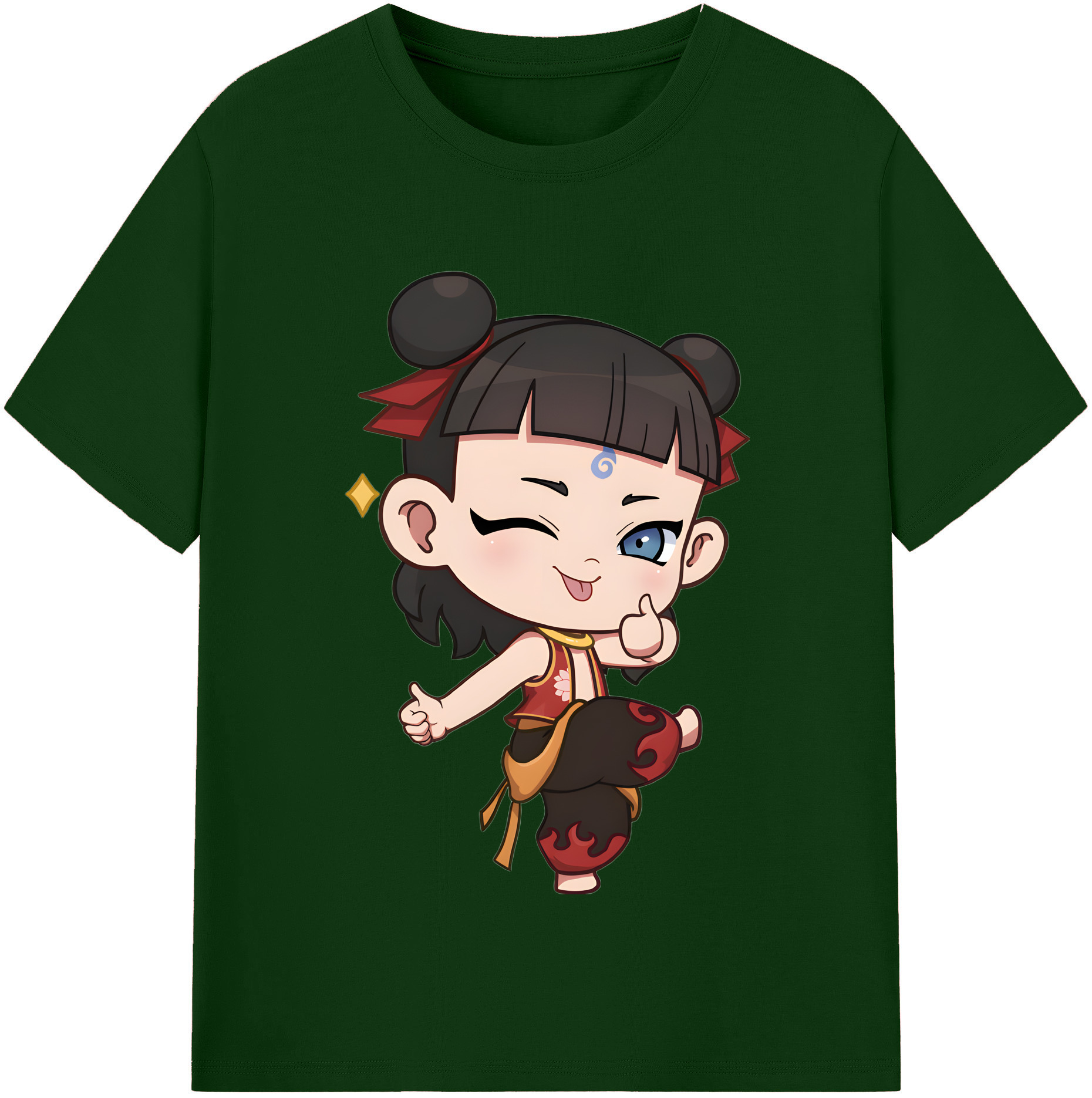 （画像用） Ne Zha 2 ナタ 魔童の大暴れ 綿100％半袖Tシャツ（フロントプリント）